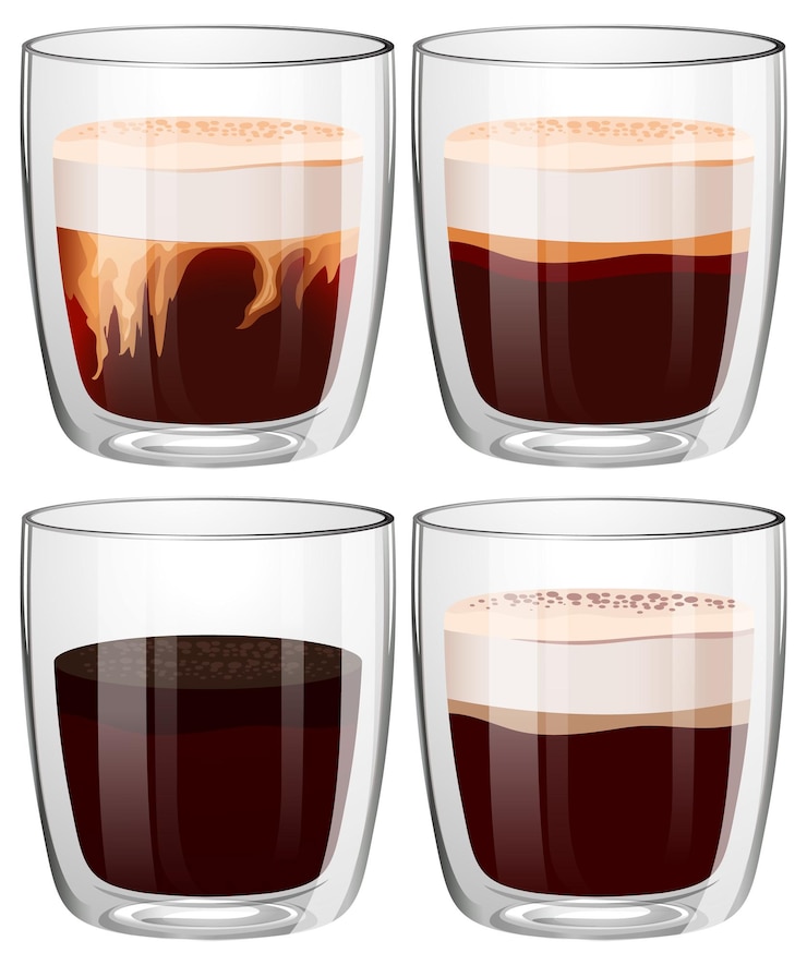 Vettore gratuito varietà di bevande al caffè