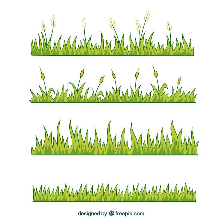 Vettore gratuito varietà di confini erba decorativi in stile disegnato a mano
