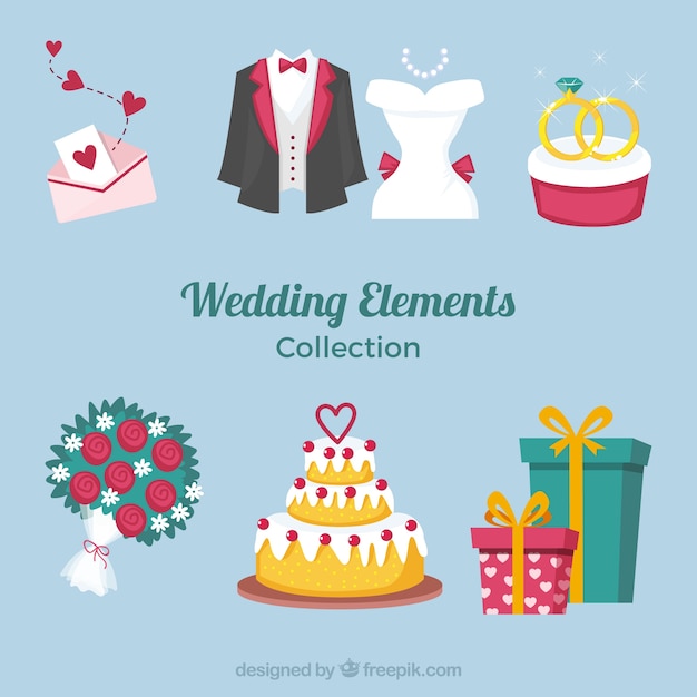 Varietà di elementi di nozze piatte