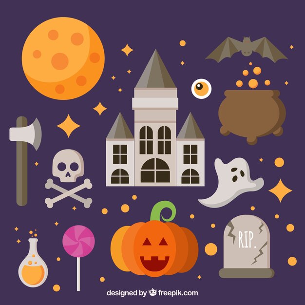 Varietà di elementi per festeggiare Halloween