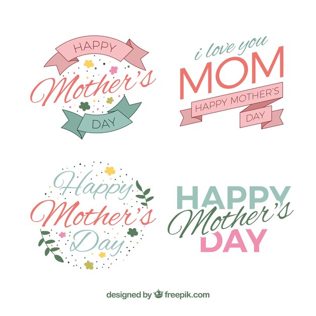 Varietà di etichette festa della mamma decorativo
