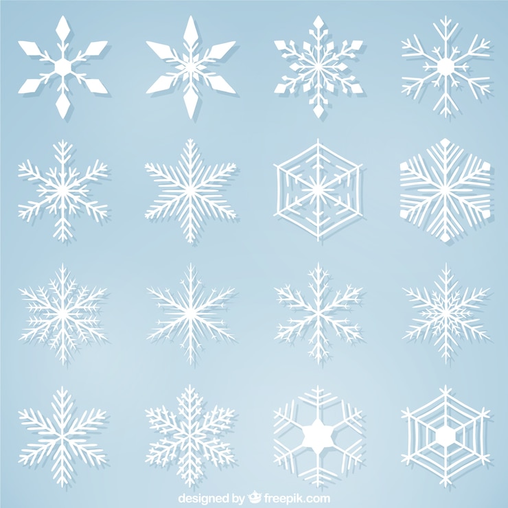 Vettore gratuito varietà di fiocchi di neve decorativi