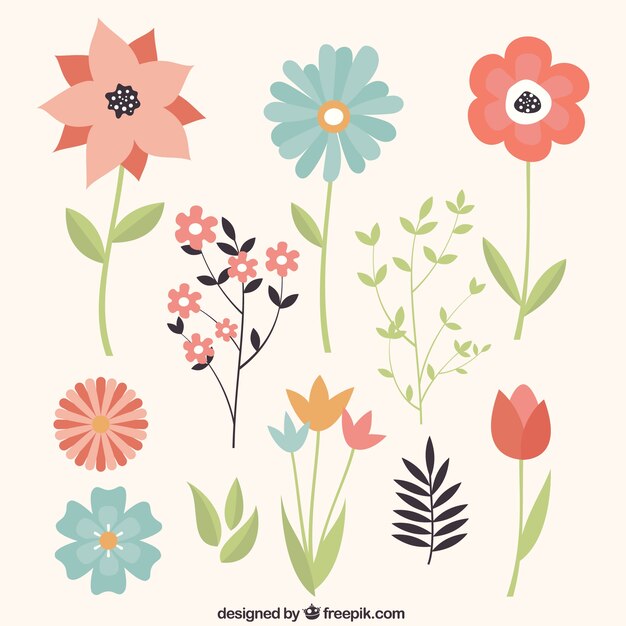 Varietà di fiori in stile vintage