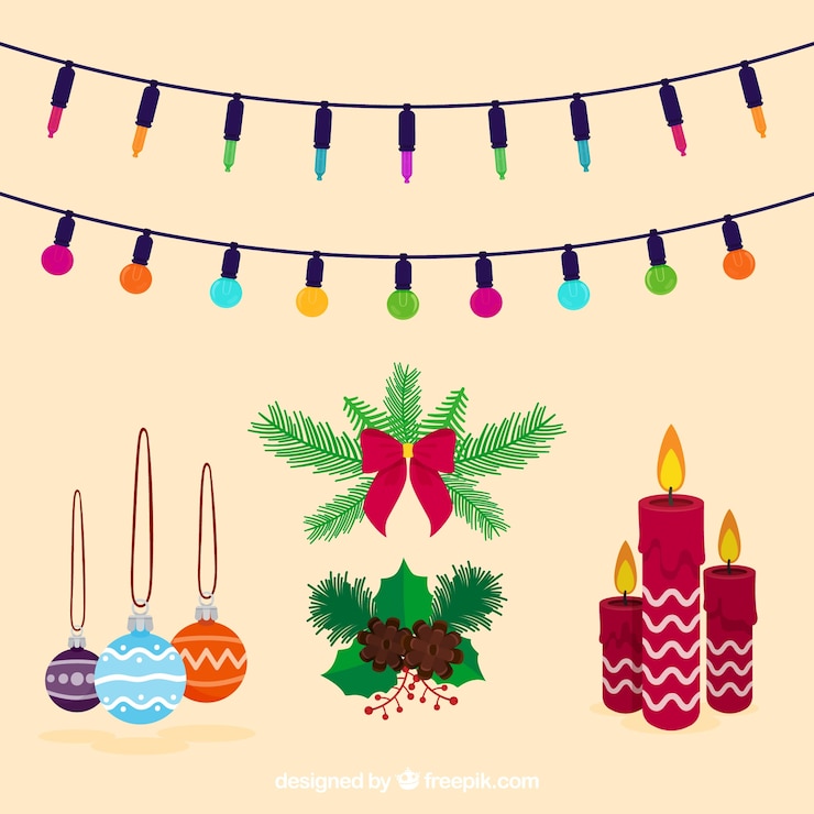 Vettore gratuito varietà originale di ornamenti di natale
