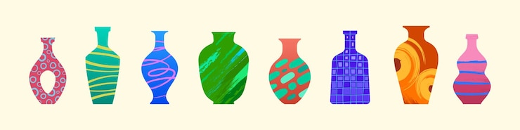 Vettore gratuito vasi contemporanei in ceramica brocche moderne pentole
