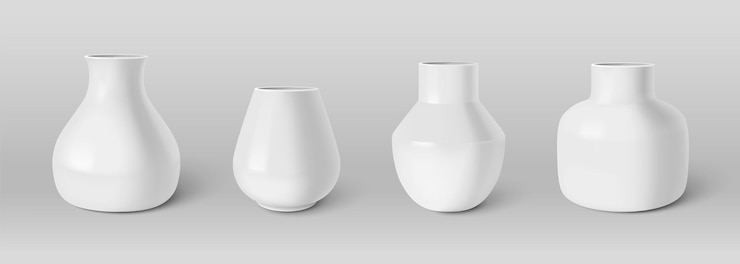 Vettore gratuito vaso di ceramica bianca 3d vaso di porcellana o ceramica