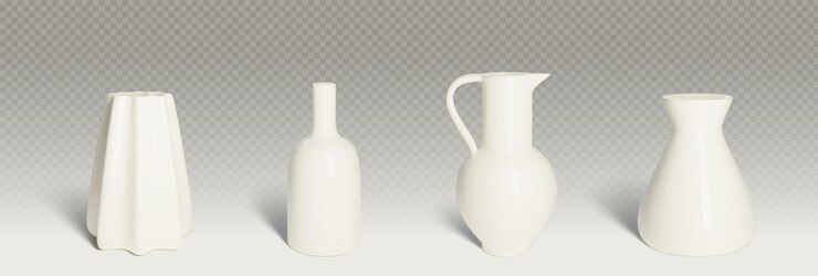 Vettore gratuito vaso di ceramica bianca 3d vettore di ceramiche isolate