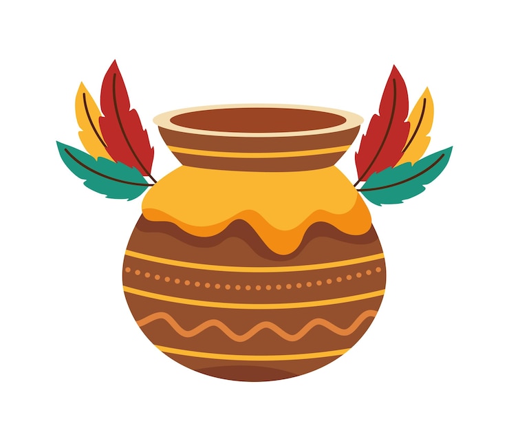 Vettore gratuito vaso indiano con piume