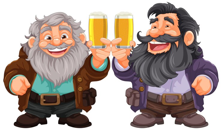 Vettore gratuito vecchi amici allegri che godono della celebrazione della birra