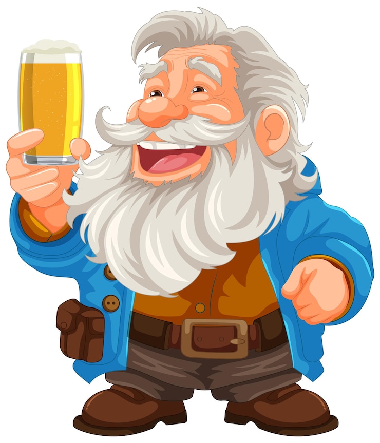 Vettore gratuito vecchio felice che gode di una pinta di birra