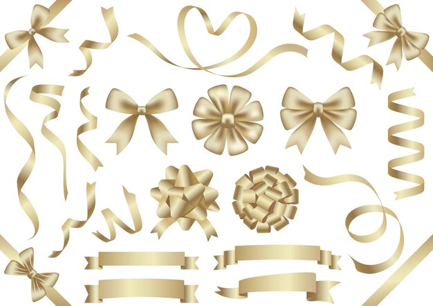 Vector Champagne Gold Ribbon Illustrazioni isolate su uno sfondo bianco