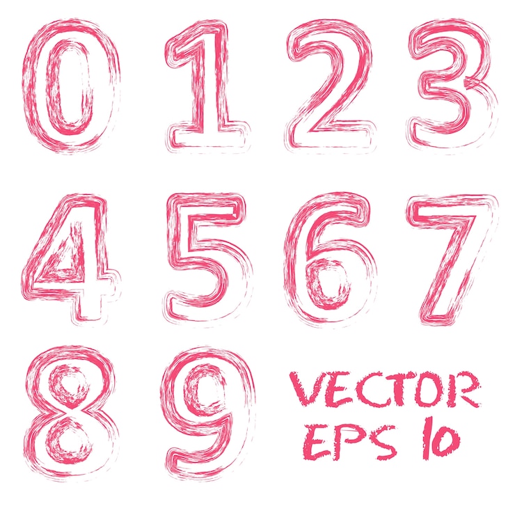 Vettore gratuito vector rosso numeri scritti a mano.