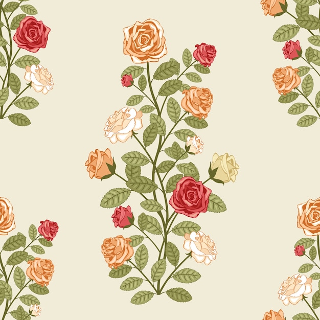 Vector seamless pattern con rose in vintage stile vittoriano