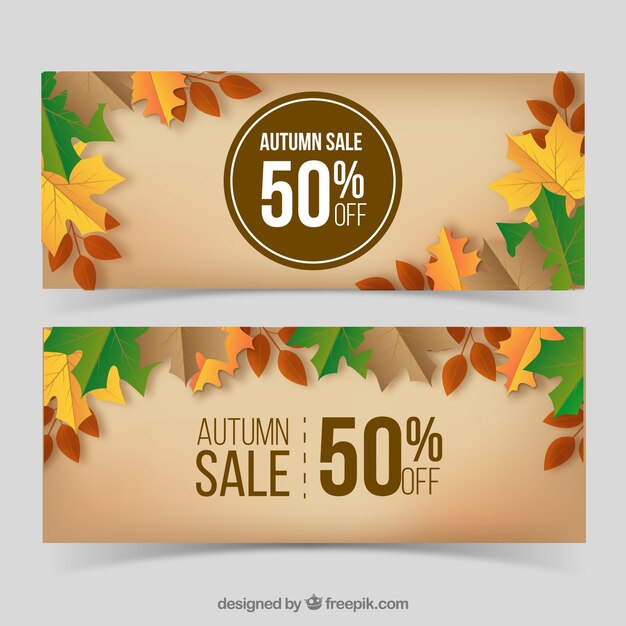 Vendita autunnale moderna con foglie colorate
