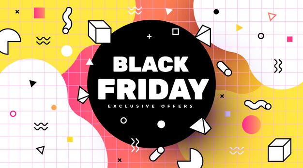 Vendita di banner del Black Friday in stile memphis