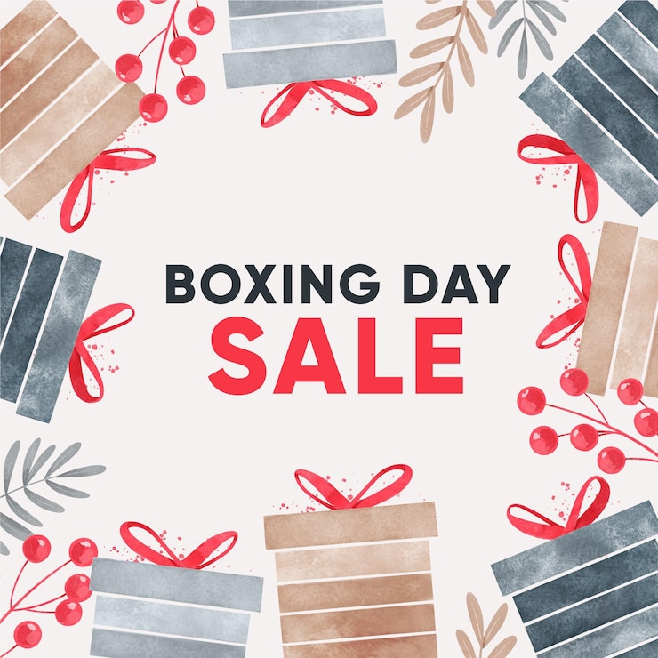 Vettore gratuito vendita di boxing day dell'acquerello