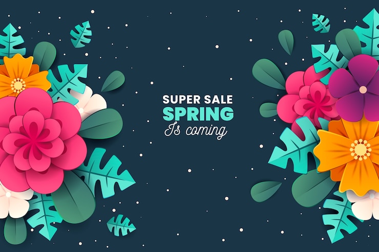 Vettore gratuito vendita di primavera colorata in stile carta