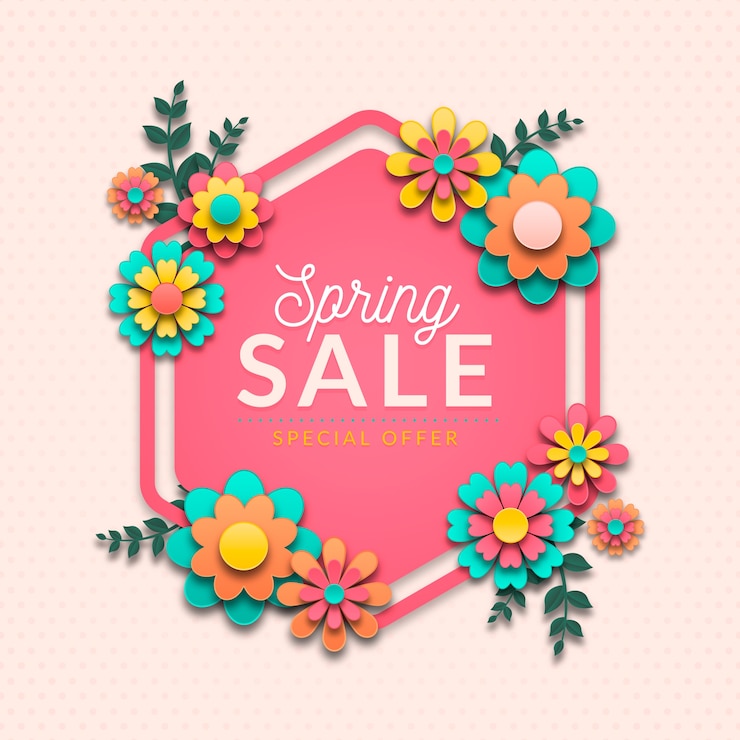 Vettore gratuito vendita di primavera colorata in stile carta