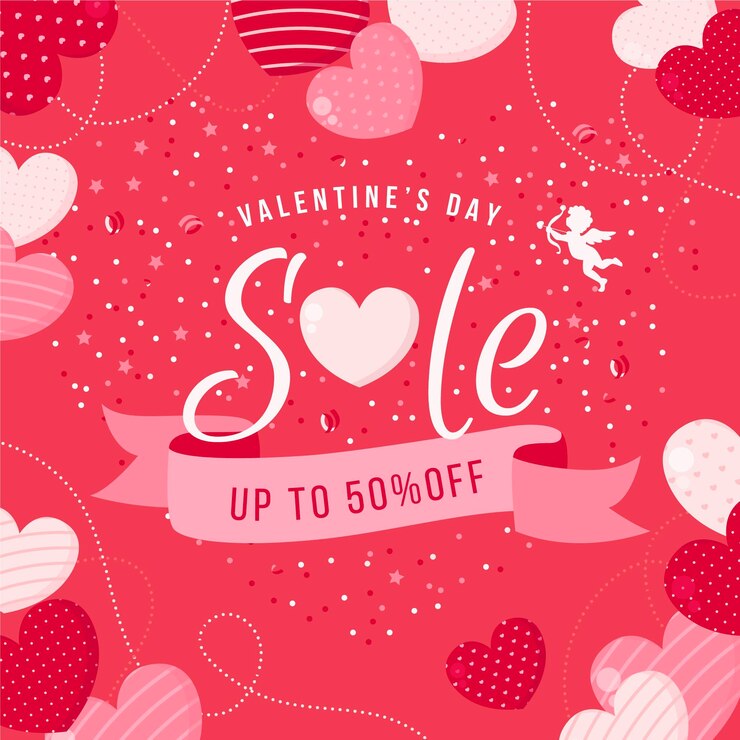 Vettore gratuito vendita di san valentino design piatto