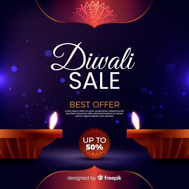 Vendita realistica di Diwali con candele