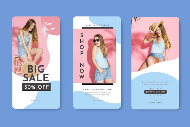 Vendite di modelli di storie di instagram di abbigliamento estivo