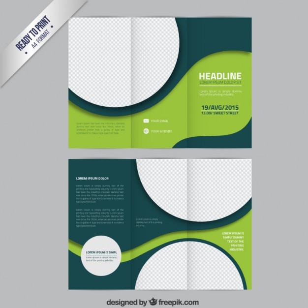 Vettore gratuito verde modello di brochure con cerchi
