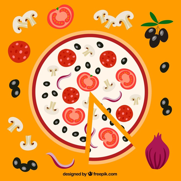 Vettore gratuito verdure deliziosa pizza