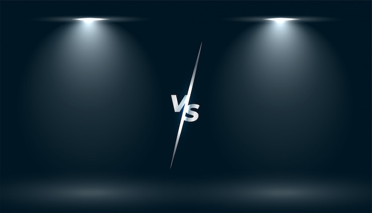 Vettore gratuito versus vs schermo con due effetti di luce a fuoco