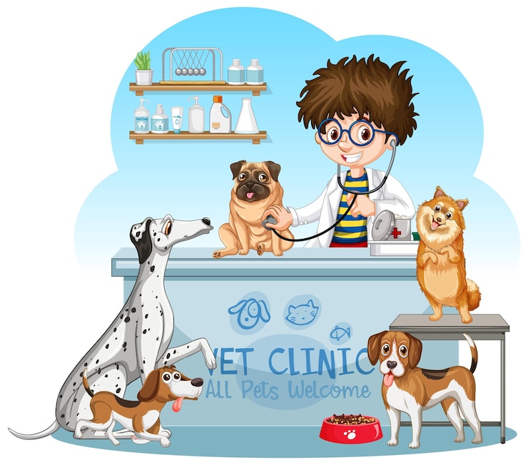 Vettore gratuito veterinario amichevole con vettore di animali da compagnia