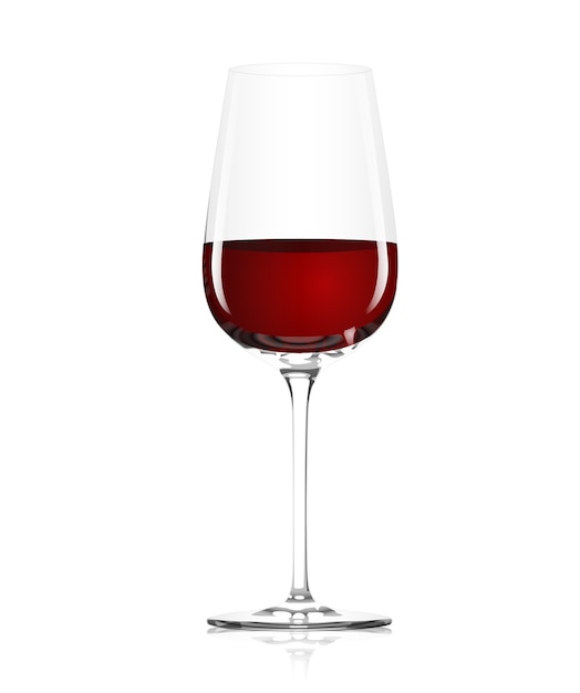 Vetro trasparente con vino rosso
