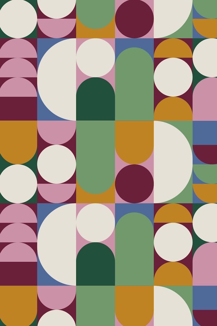Vettore gratuito vettore colorato modello geometrico retrò con forme circolari