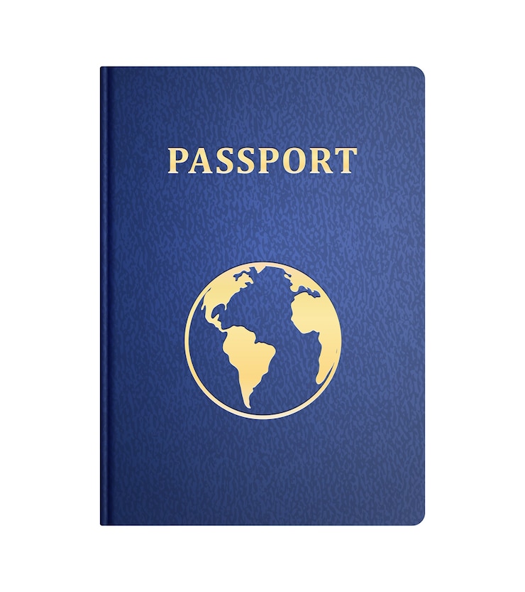 Vettore gratuito vettore copertina anteriore del passaporto isolato su bianco