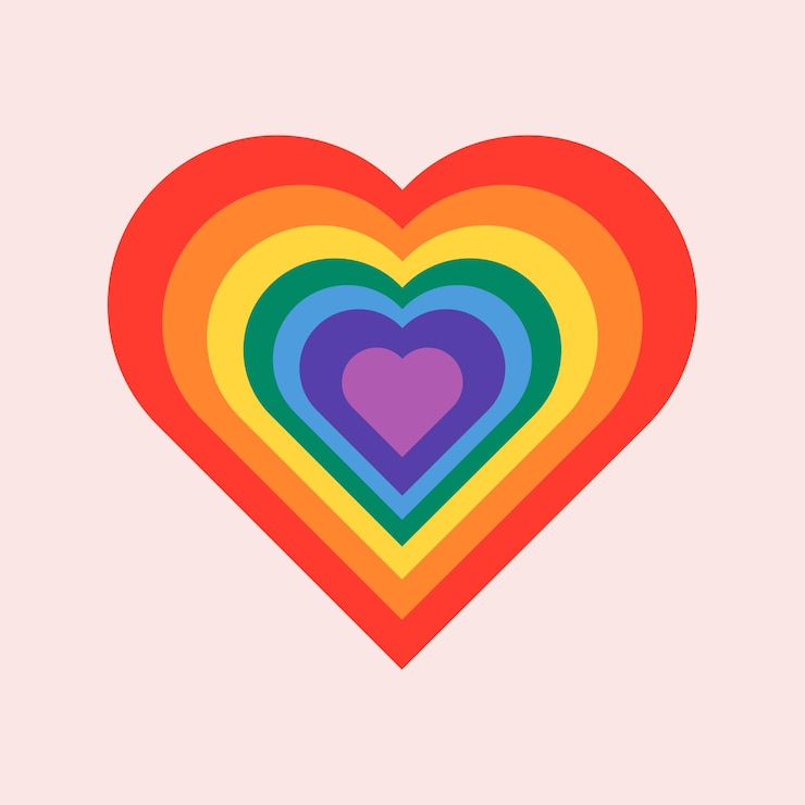 Vettore gratuito vettore del cuore arcobaleno per il concetto del mese dell'orgoglio lgbtq