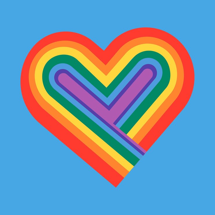 Vettore gratuito vettore dell'icona del cuore arcobaleno per il mese dell'orgoglio lgbtq