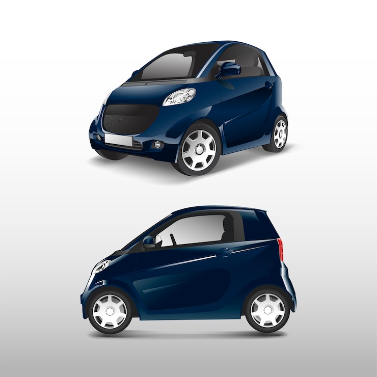Vettore gratuito vettore di auto ibrida compatta blu