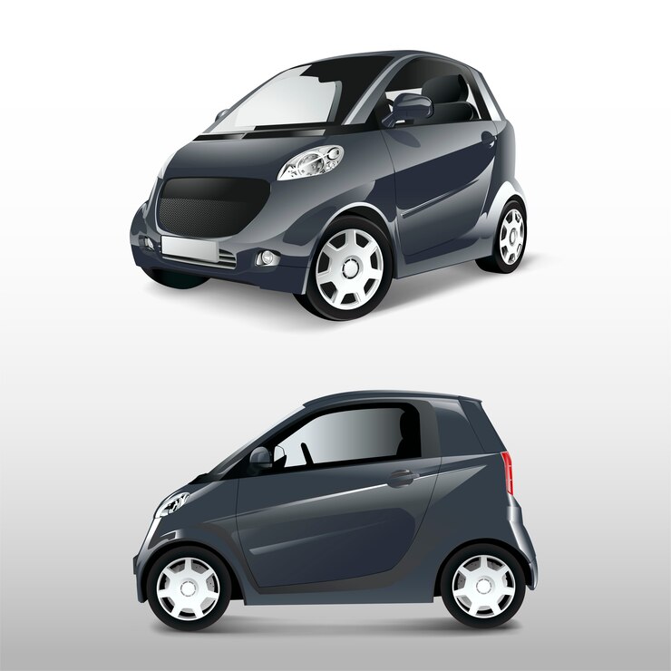 Vettore gratuito vettore di auto ibrida compatta grigia