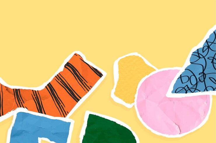 Vettore gratuito vettore di bordo di carta strappato colorato su sfondo giallo