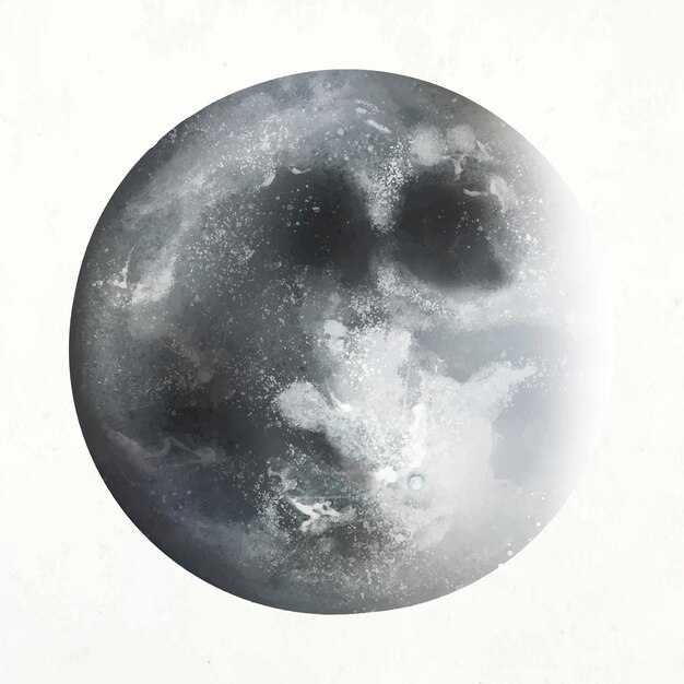 Vettore di elemento luna realistico in sfondo bianco