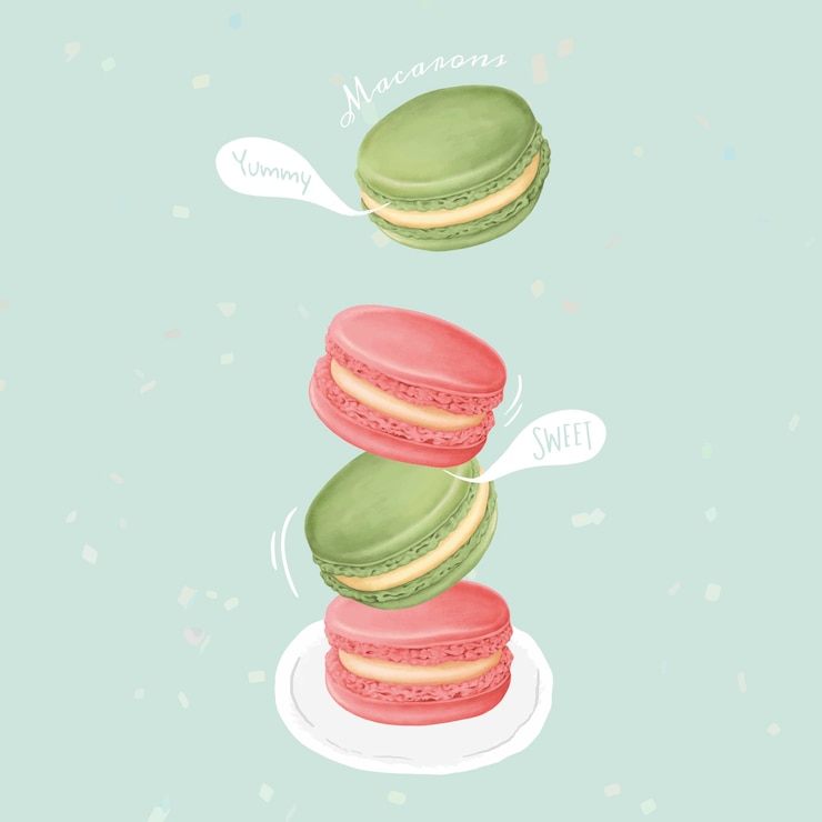 Vettore gratuito vettore di macarons dolci disegnati a mano