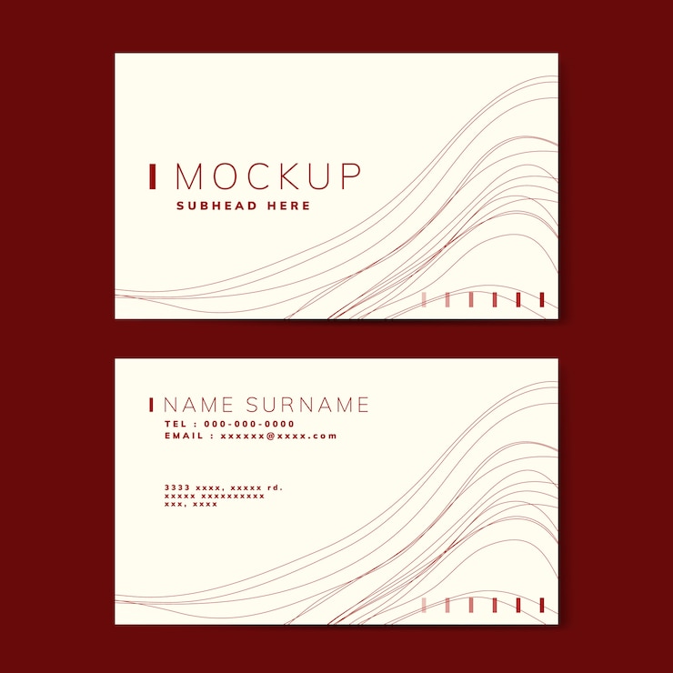 Vettore gratuito vettore di mockup di carta di nome modello di onda