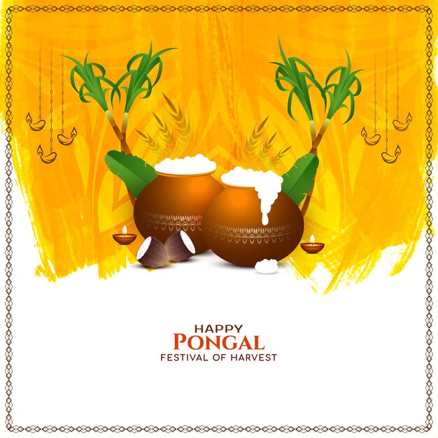 Vettore di progettazione di background culturale del festival di Pongal felice