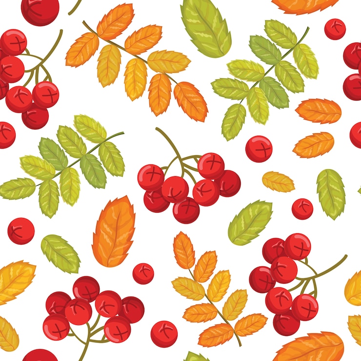 Vettore gratuito vettore di seamless pattern con sorbo.