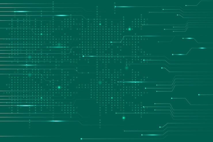 Vettore gratuito vettore di sfondo tecnologia dati verde con linee di circuito