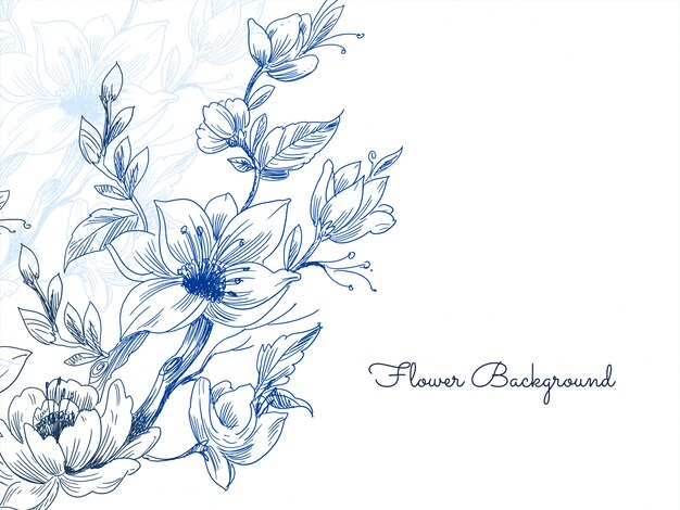 Vettore disegnato a mano blu elegante del fondo del fiore