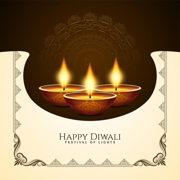 Vettore felice di disegno del fondo del festival religioso indù di Diwali