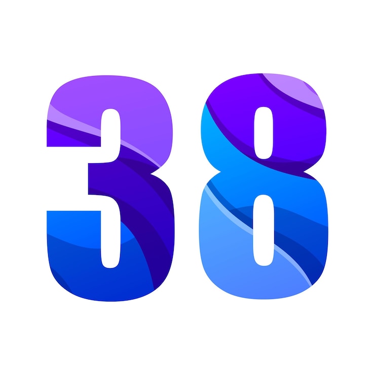 Vettore gratuito vettore numero 38 design sfumato colorato