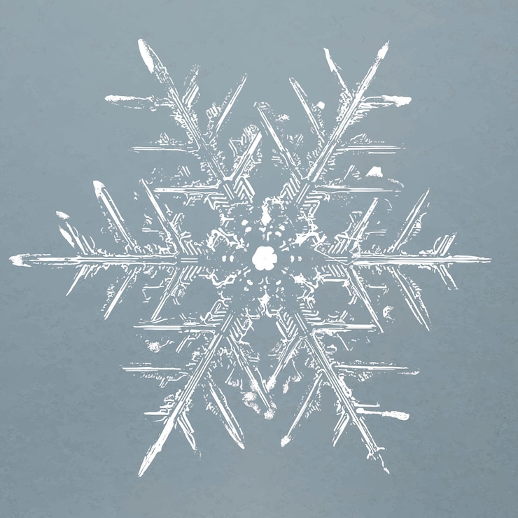 Vettore gratuito vettore realistico dell'elemento dei fiocchi di neve nel fondo blu