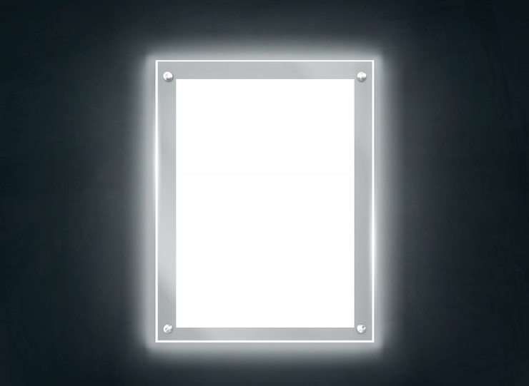 Vettore gratuito vettore realistico della struttura di piastra in metacrilato illuminante