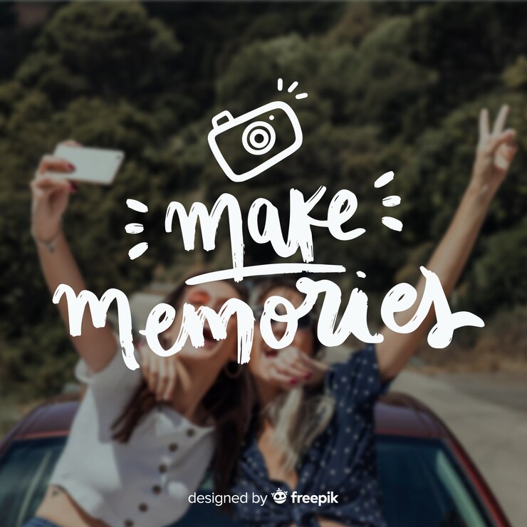 Vettore gratuito viaggiare lettering con sfondo di foto