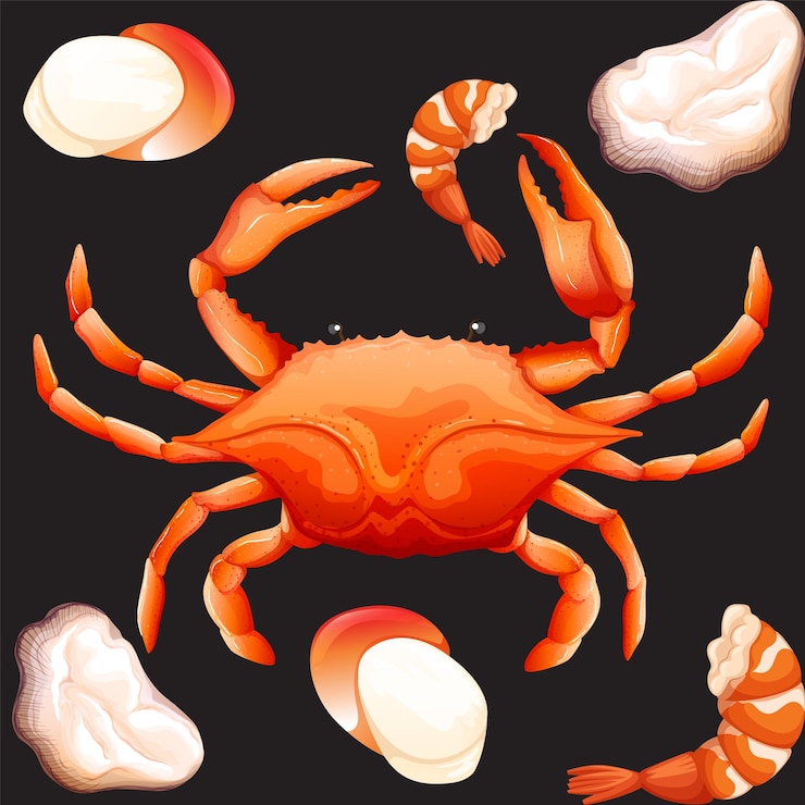 Vettore gratuito vibrant seafood medley illustrazione
